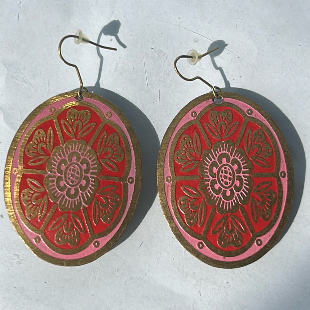 Vintage Japanese Dangle Medallion Earrings